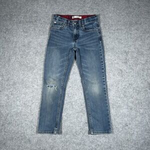 Levis performance 511 Denim Jeans Kids Size 7 Blue Washed Slight Distress Slim